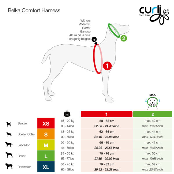 Curli Belka Comfort Harness Hundesele Rød (5 størrelser)